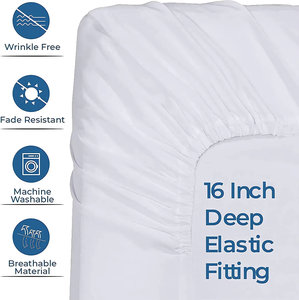 Vente flash - <span class=keywords><strong>Drap</strong></span>-housse de luxe pour hôtel, taille king size, 100% coton satiné blanc, <span class=keywords><strong>drap</strong></span>-housse pour la maison - Product Image 6