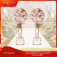 Support à fleurs de mariage rectangulaire en fer doré, moderne et luxueux, pour centre de table, décoration pour hôtel, restaurant, maison