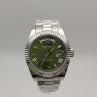 Montre décontractée pour homme Miyota 8285 avec bracelet en acier inoxydable, fonction lumineuse, étanche, calendrier et chiffres romains