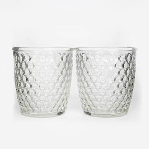 Pot de bougie de bénédiction en verre rond de haute qualité avec motif rhombique décoratif pour la décoration - Product Image 2