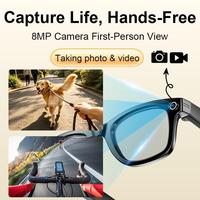 Lunettes intelligentes HD 8MP transfrontalières avec caméra IA pour enregistrement vidéo mains libres, prise de photos et traduction d'appels, en matériau TR
