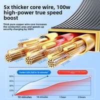 Câble de données rétractable Micro USB et Type-C, un vers trois, charge rapide 100W, boîte de haute qualité pour iPhone 1m
