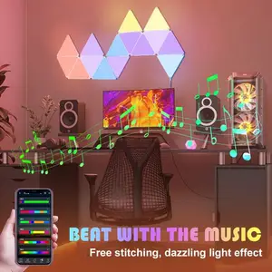 Lampu rumah pintar, papan lampu aneh led grafiti RGB ruang tamu kamar tidur diy segitiga musik WIFI