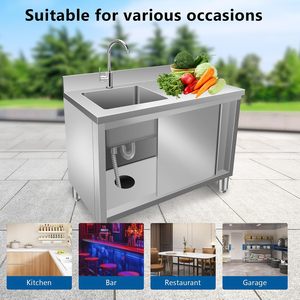 Mueble de Acero Inoxidable 304 con Fregadero Integrado, para Uso Doméstico y Comercial, Encimera, Banco de Trabajo, Almacenamiento para Estufa - Product Image 6