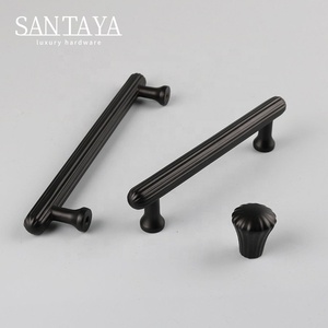 Tay nắm tủ bếp bằng đồng thau đen nguyên khối Santaya, tay nắm tủ quần áo phòng ngủ, núm kéo ngăn kéo, tay nắm đồ nội thất - Product Image 1