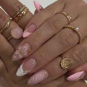 <span class=keywords><strong>Linda</strong></span> superventas Rosa francés tallado tridimensional con armadura 3D flor oro cuenta almendra nail art nail Placa de uñas - Product Image 2