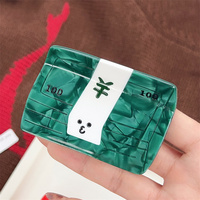 Pince à cheveux en acétate motif requin porte-bonheur, bicolore, forme dessin animé, avec motif billet de banque, cadeau d'anniversaire