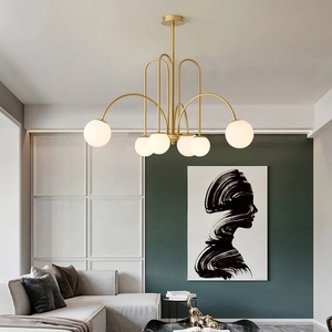 Nouveau postmoderne minimaliste créatif en fer forgé coude ampoule lustre salon cuisine île moderne verre suspension - Product Image 2