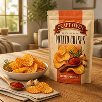 Sachet d'emballage personnalisé pour chips de pommes de terre, scellé sur trois côtés, pochette verticale, qualité alimentaire, résistant à l'humidité, vente en gros