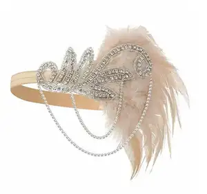 Kostüm Stirnband Flapper Kopf bedeckung Haar bänder Feder Perlen Stirnband