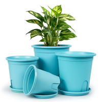 Pot de fleurs rond en plastique vert durable pour la décoration de jardin, idéal pour le contrôle des racines des plantes et la culture des roses (type gallon)