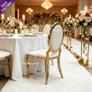 Hot Style Oval Back White Gold Stainless Steel Wedding <b>Chairs</b> Banquet <b>Stackable</b> Dinner <b>Chair</b> Banquet Set Events - Product Image 1