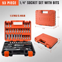 Podofo – Kit de réparation automobile multifonctionnel 53 pièces avec clé à cliquet 1/4 pouce et boîte de rangement en plastique ODM