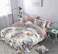 Ensemble de literie de qualité supérieure en tissu coton doux avec imprimé de marque, comprenant une housse de couette et un ensemble de draps