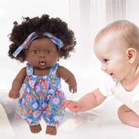 Schwarze Afrikanische 8-Zoll Reborn-Puppe Vollsilikon-Babypuppe für Kinder