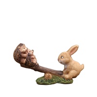 DH4 Balançoire de Ferme, Lapin, Hérisson - Animaux Mignons, Décoration pour Plantes Succulentes, Artisanat en Résine, Petite Figurine