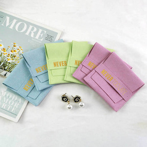 Custom Jewelry Pouches with Snap Luxury Printed logo Jewelry Bag Velvet Gift Packaging for Earrings Display & Storage Dust Bag - Product Image 4