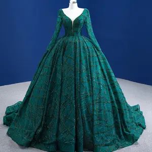 Jancember RSM67391 New Fashion First-Grade Luxury Dark Green Designer Party Evening Dress For Women