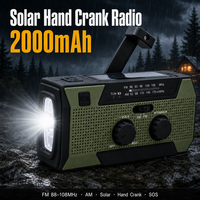 2000mAh Solar-Handkurbel-Notfallradio AM/FM Tragbarer Empfänger mit Eingebauter Taschenlampe SOS für Camping Wandern Zuhause