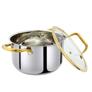 Utensilios de cocina portátiles para acampar, ollas profundas de inducción antiadherentes, sartén de acero inoxidable con tapa de vidrio - Product Image 3