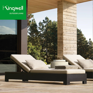 مجموعات كراسي الاستلقاء الحديثة مزدوجة حمام سباحة فيلا كراسي استلقاء للشاطئ والحديقة سرير نهاري أثاث شرفة الألومنيوم المواد المعدنية - Product Image 1