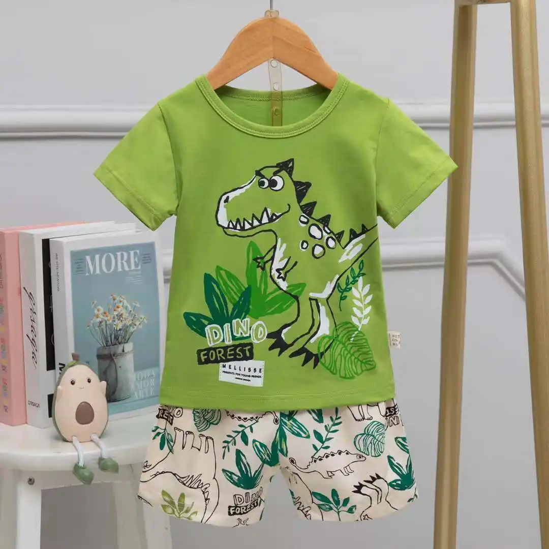 القطن الخالص الترفيه الطفل neutral' الأسعار 2 قطعة قصيرة الأكمام قميص + السراويل مجموعات ملابس للأطفال الملابس