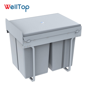 Pull Out Waste Bin VT-18.010 Built In Recycling Bin Waste Kitchen Cabinet Furniture Grey Sustainable Rectangular Plastic Novelty