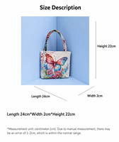 Sac fourre-tout en toile jacquard double face style ethnique vintage, motif petit canard, broderie fil doré, réversible, style bohème, tissé décontracté, petit format