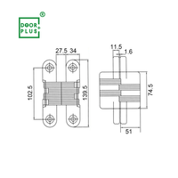 Doorplus 180 degrés dissimulé en acier inoxydable finition argentée charnière de porte cachée à pivot robuste 3D ajuster la fermeture douce portes modernes