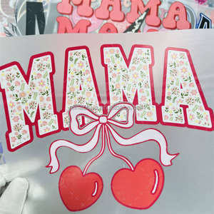 <span class=keywords><strong>Mama</strong></span> T-shirt personnalisé pour la fête des mères Autocollant sérigraphie en vinyle à transfert de chaleur Matériau PET durable Transferts DTF lavables - Product Image 1
