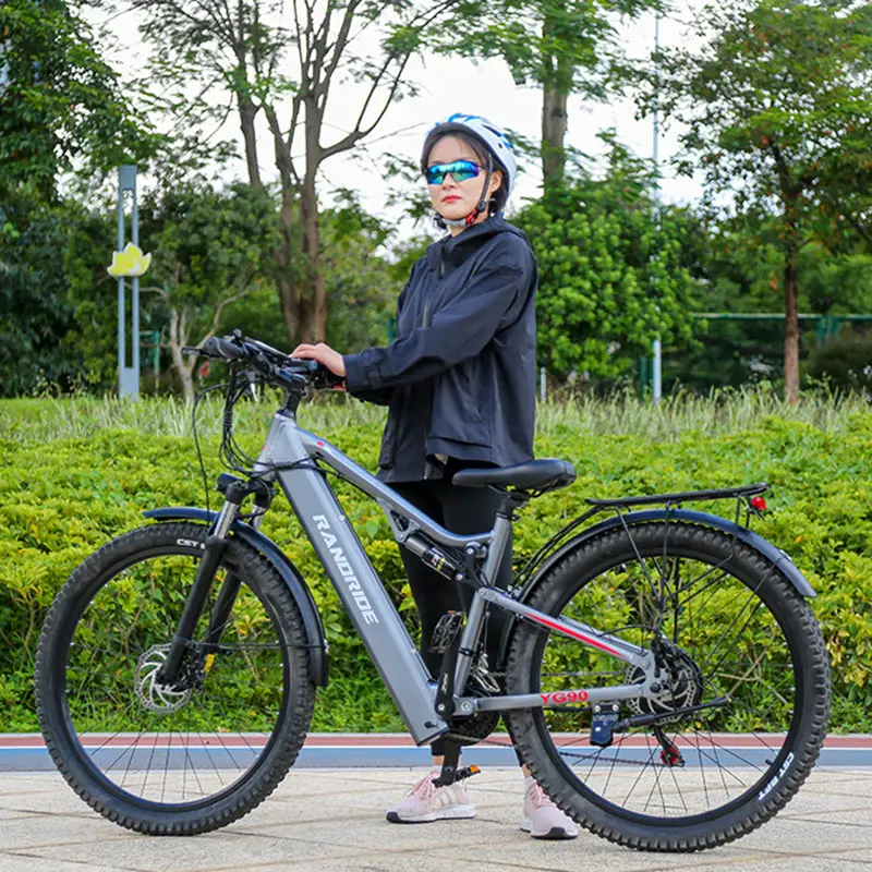 RANDRIDE 17AH e mtb 27,5/29 polegada elektro mountainbike suspensão completa 1000w bicicleta elétrica com bateria oculta