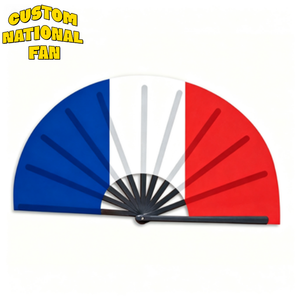 Éventails pliables personnalisés avec le drapeau national français, légers et durables pour les événements sportifs et les activités sportives à grande échelle - Product Image 1