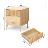 Table de chevet en MDF couleur personnalisée avec 2 tiroirs et grain de bois cannelé pour mobilier de chambre moderne