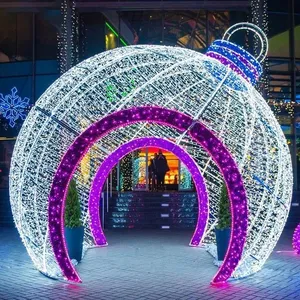 Aangepaste Kerst Winkelcentrum Decoratie 3D Led Boog Motief Licht Giant Kerst Bal Licht