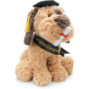 Peluche chien de graduation douce avec chapeau et diplôme, cadeau pour fête de remise des diplômes, vente en gros pour boutiques de cadeaux - Product Image 3