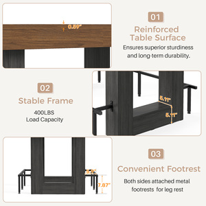 Table de bar octogonale à hauteur de comptoir, en bois massif, avec repose-pieds, résistante à l'eau et aux rayures, design moderne, pour centre commercial, restaurant, café - Product Image 5