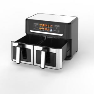 Friteuse à air numérique intelligente en acier inoxydable noir, grande capacité 12 litres, sans huile, pour la cuisine - Product Image 1