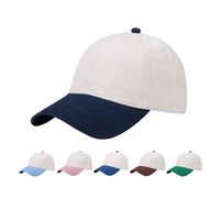 Gorra Deportiva de Algodón Lavado de Dos Tonos, Gorra de Béisbol Retro de Dos Colores con Correa Trasera Ajustable y Estampado Puff