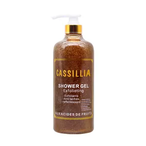 Cassillia wholesale body lightening shower gel for black skin organic brightening whitening 1000ml black seed oil body wash