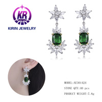 Anting-anting Drop perak Sterling 925 wanita, trendi, zirkon Platinum bertatahkan pelat emas, perhiasan pernikahan perak halus