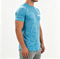 T-shirt d'entraînement pour homme en polycoton et polyélasthanne 180 GSM, coupe ajustée, col rond, impression sérigraphique, séchage rapide, anti-boulochage, vente en gros OEM