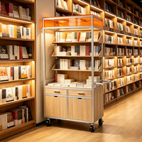 Étagère mobile multi-niveaux en profilé aluminium réglable pour la présentation de livres en bibliothèque et la vente au détail