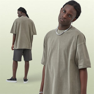 T-shirt graphique unisexe en coton épais délavé à l'acide style streetwear vintage 100% coton tricoté - Product Image 3