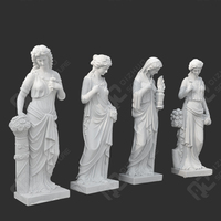 Décoratif de jardin sculpté à la main Déesse grecque antique Sculpture de dame en pierre Statues en marbre blanc des quatre saisons
