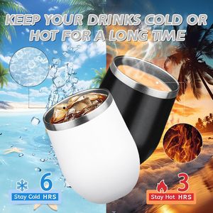 Custom Logo Gift 12oz Insulated Coffee Mug Warmer Stainless Steel <b>Beer</b> Tea Wine Glasses Hot Cold Tumbler Travel Mug Cup with Lid - Product Image 2