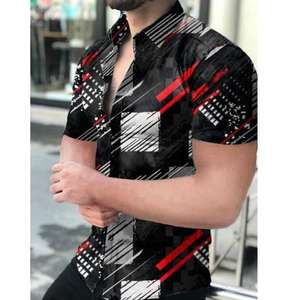 Ingrosso stampato a manica corta ad asciugatura rapida stile Slim taglie forti collo girocollo Casual <span class=keywords><strong>camicia</strong></span> da uomo - Product Image 4