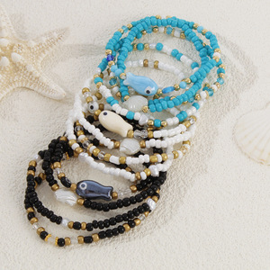 Conjunto <span class=keywords><strong>de</strong></span> Pulseras Apilables <span class=keywords><strong>de</strong></span> Verano con Cuentas <span class=keywords><strong>de</strong></span> Cristal, Conchas y <span class=keywords><strong>Ojo</strong></span> Turco Bohemio <span class=keywords><strong>para</strong></span> Mujer - Product Image 3