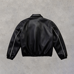 جاكيت بومبر شتوي رجالي للبيع بالجملة بتصميم مخصص، جاكيت جلد عالي الجودة مقاوم للرياح مع ميدالية مطرزة - Product Image 2