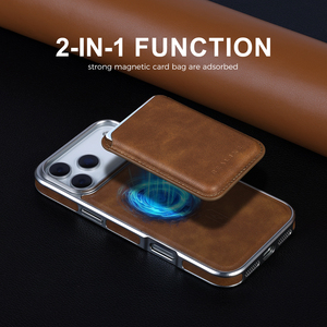 Étui de téléphone magnétique en cuir PU électroplaqué de luxe personnalisé pour <span class=keywords><strong>iPhone</strong></span> 17 16 15 Pro Max 2 en 1, étui portefeuille antichoc avec porte-cartes - Product Image 6