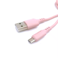 Kabel Data mikro USB tipe C, kabel silikon cair pengisian daya cepat untuk ponsel